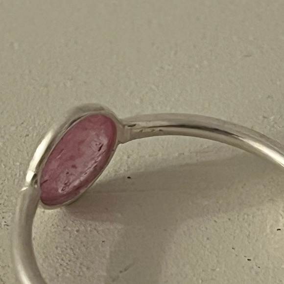 Solid 925 Sterling Silver Strawberry Quartz Gemstone Stacker Ring Size 6.75 - Picture 8 of 8